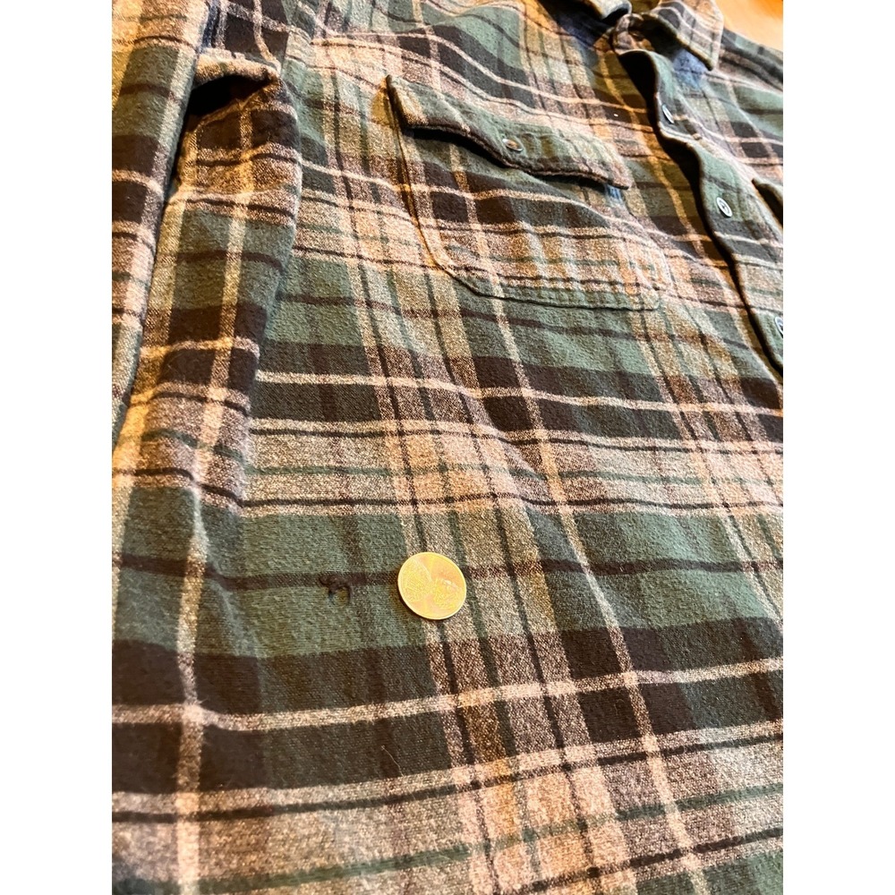 LL Bean Chamois Cloth Shirt Mens XL REG Plaid Flannel Long Sleeve Button Up - Picture 7 of 7
